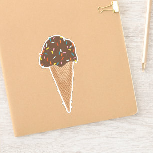 Chocolate Ice Cream Cone w Sprinkles Illustration
