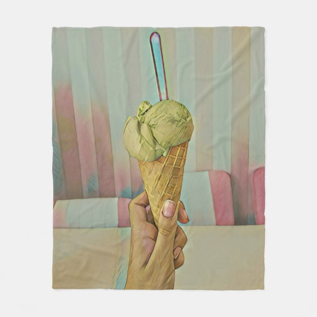 Chocolate ice cream fleece blanket (Front)
