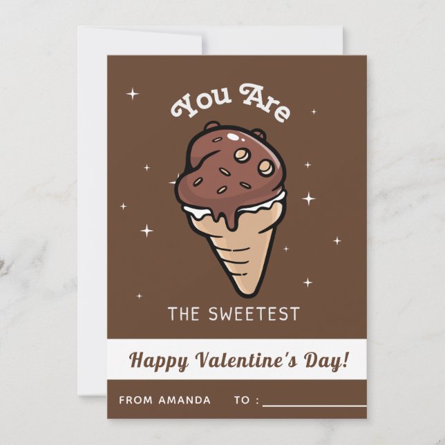 Chocolate Ice-Cream Kids Valentine's Day at School Holiday Card (Front)