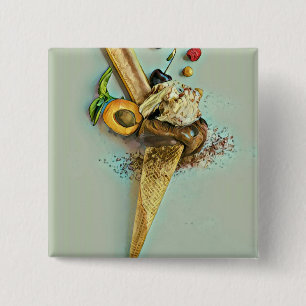 Chocolate ice cream lover gift 15 cm square badge