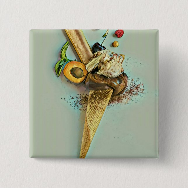 Chocolate ice cream lover gift 15 cm square badge (Front)