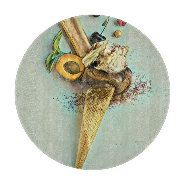 Chocolate ice cream lover gift cutting board (Front)