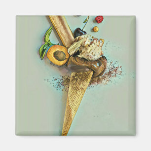 Chocolate ice cream lover gift magnet