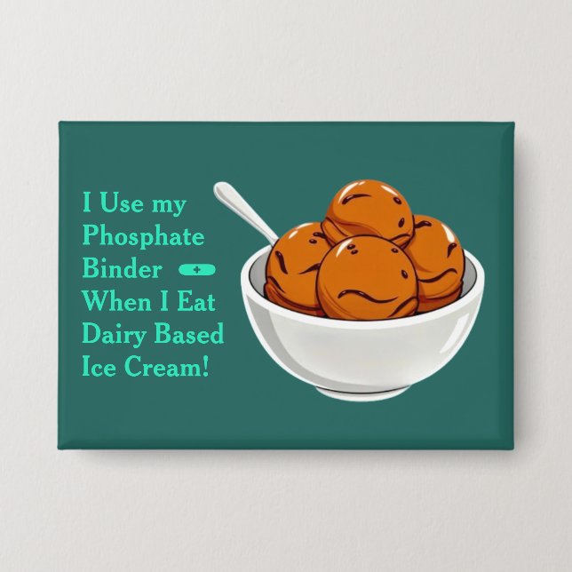 Chocolate Ice Cream Phosphate Binder Button (Front)