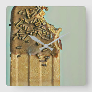 Chocolate ice cream popsicle square wall clock