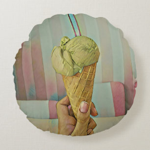 Chocolate ice cream round cushion