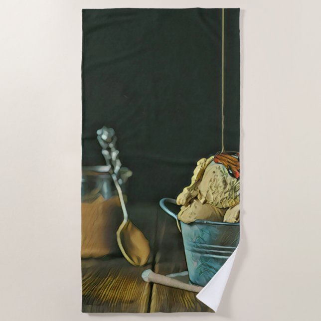 Chocolate ice cream scoop beach towel (Front)