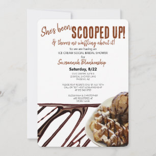 Chocolate Ice Cream Scoop On Waffle Bridal Shower Invitation