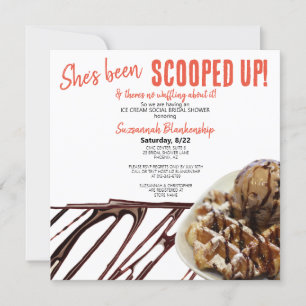 Chocolate Ice Cream Scoop On Waffle Bridal Shower Invitation