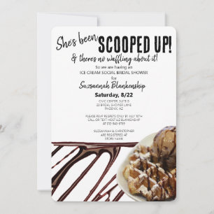 Chocolate Ice Cream Scoop On Waffle Bridal Shower Invitation