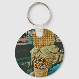 Chocolate ice cream sprinkles key ring
