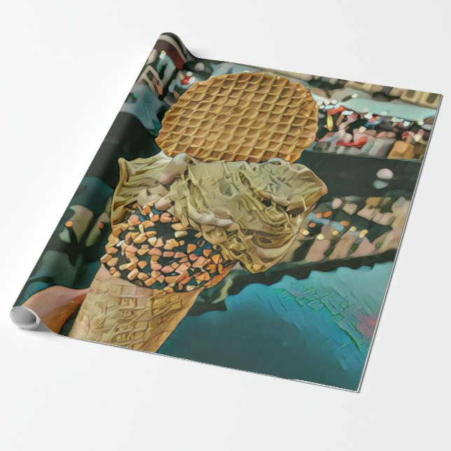 Chocolate ice cream sprinkles wrapping paper (Unrolled)