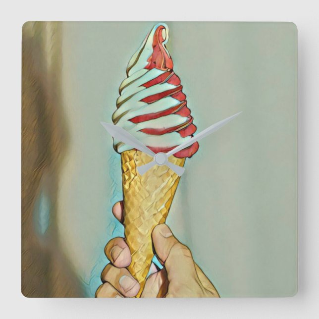 Chocolate ice cream square wall clock (Front)