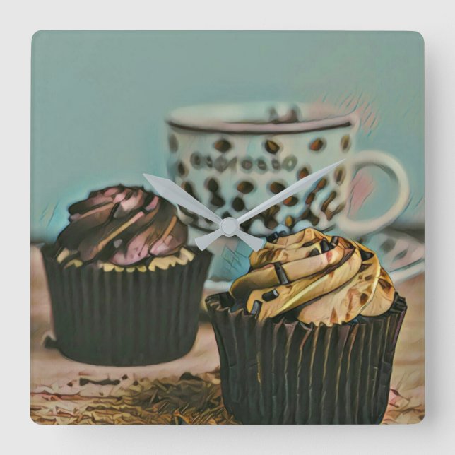 Chocolate ice cream square wall clock (Front)