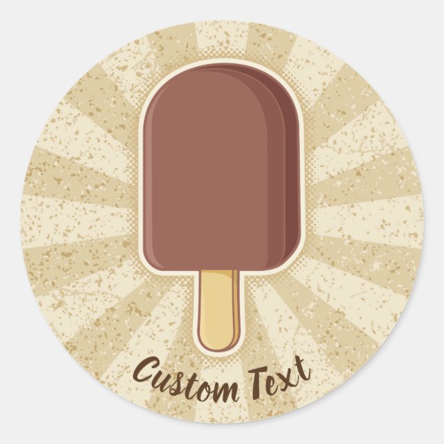 Chocolate Ice Cream Stick Classic Round Sticker (Front)