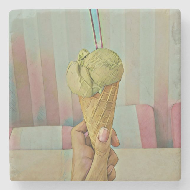Chocolate ice cream stone coaster (Front)
