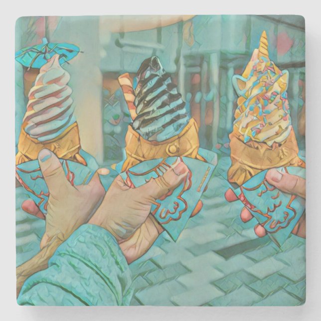 Chocolate ice cream stone coaster (Front)