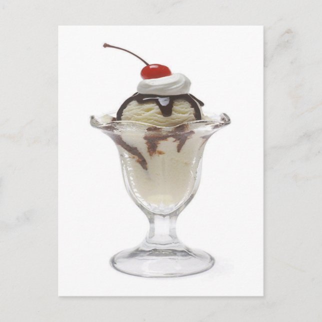 Chocolate Ice Cream Sundae Postcard (Front)