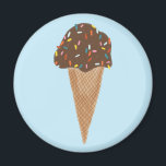 Chocolate Ice Cream with Rainbow Sprinkles on blue Magnet<br><div class="desc">Yummy yummy chocolate ice cream! Check out this magnet with an illustration of a cute chocolate ice cream cone with rainbow sprinkles. And check out my shop for more ice creams, tacos, broccoli, lemons and all kinds of fun things! You can always add your own text. Let me know if...</div>