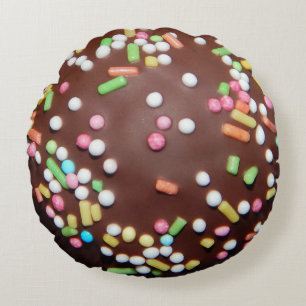 Chocolate iced treat round cushion