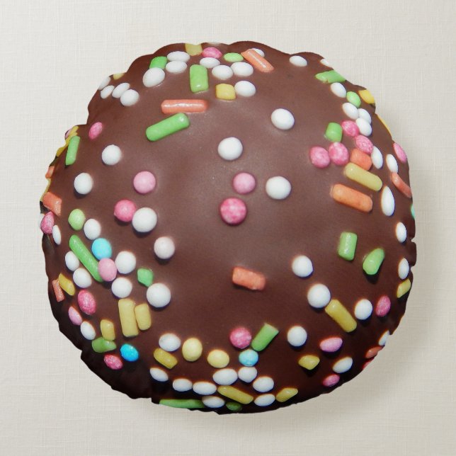 Chocolate iced treat round cushion (Front)
