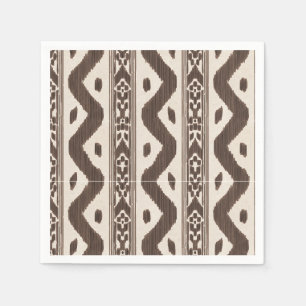 Chocolate Ikat on Cream, Warm Bar Cart Napkin