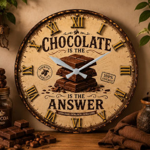 Chocolate Is the Answer Kitchen Decor for Bakers Large Clock