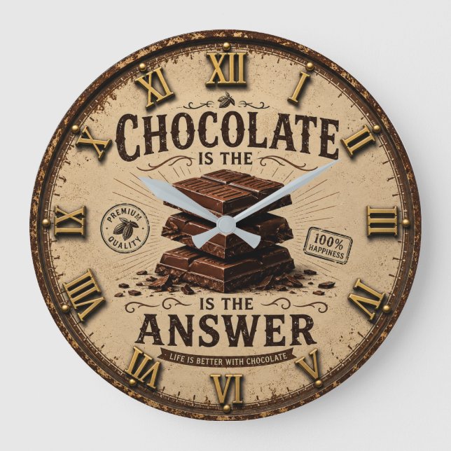  Chocolate Is the Answer Kitchen Decor for Bakers Large Clock (Front)