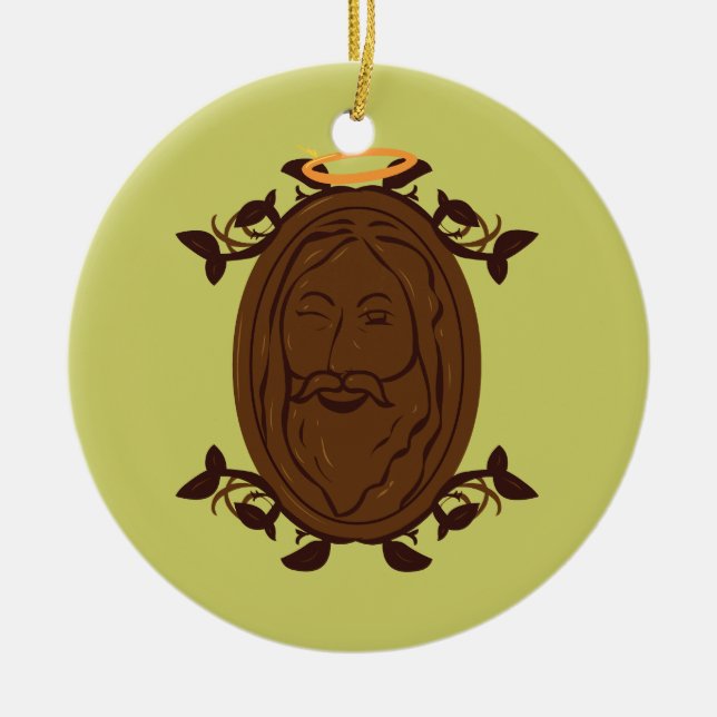 Chocolate Jesus Ceramic Tree Decoration (Front)