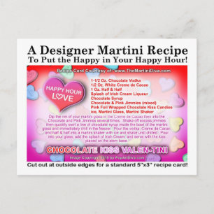 Chocolate Kiss Valentine Martini Recipe Postcard