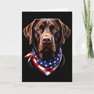 Chocolate Lab American Flag 4th Of July Chocolate  Card