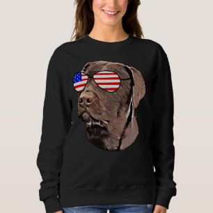 Chocolate Lab American Flag Sunglasses Dog 4th Of  Sweatshirt