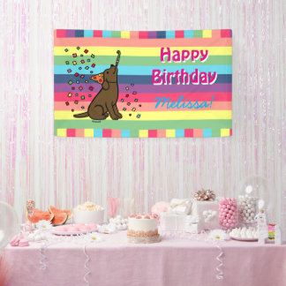 Chocolate Lab Birthday Party Confetti Horizontal Banner