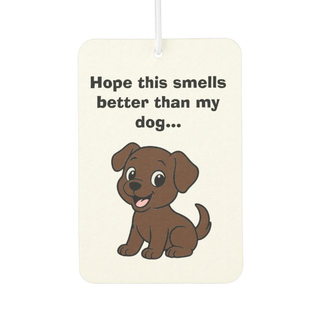 Chocolate Lab Cartoon Car Air Freshener (Front)