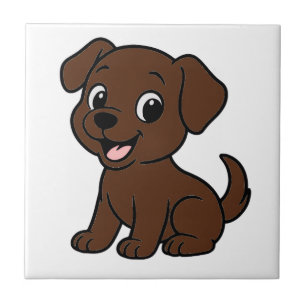 Chocolate Lab Cartoon Tile