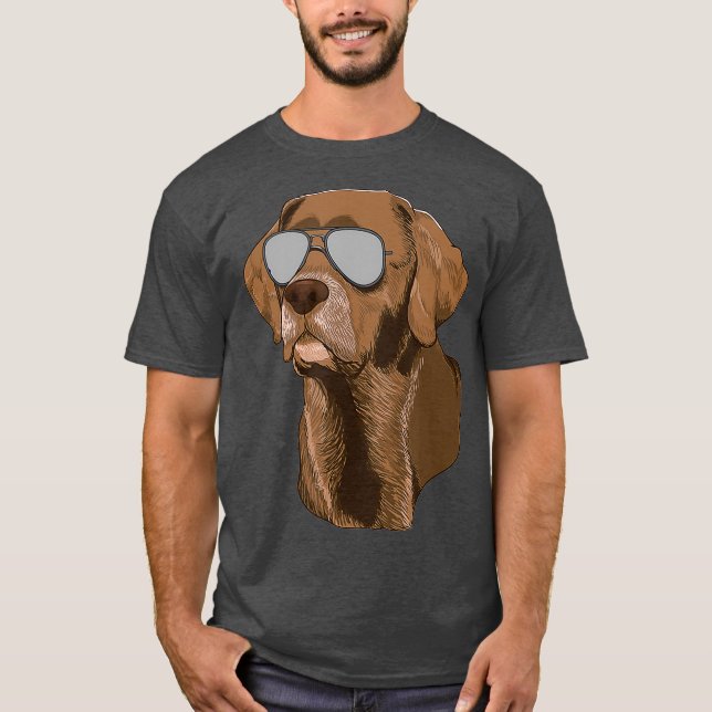 Chocolate Lab  Chocolate Labrador Dog Sunglasses T-Shirt (Front)