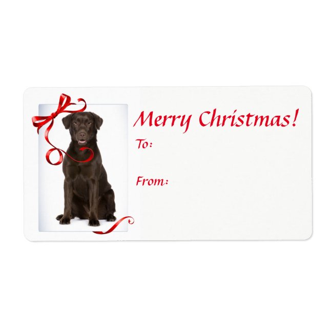 Chocolate Lab Christmas Gift Stickers (Front)