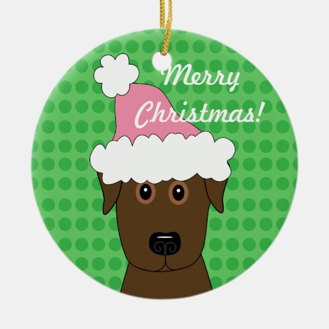 Chocolate Lab Christmas Ornament (Front)