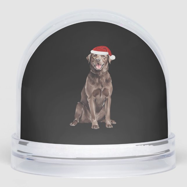 Chocolate Lab Christmas Tree Dog Puppy Watercolor  Snowglobe (Front)