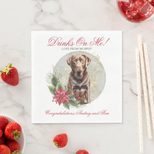 Chocolate Lab Christmas Wedding Dog Photo Napkin