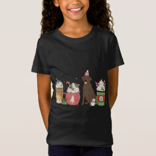 Chocolate Lab Coffee Latte Winter Christmas Dog Mo T-Shirt
