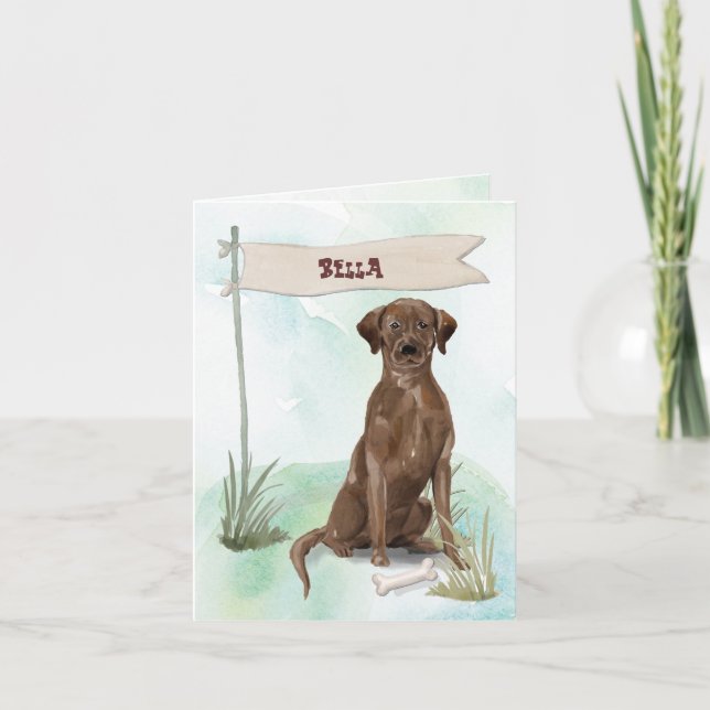 Chocolate Lab Congratulations on New Dog Note Card (Front)