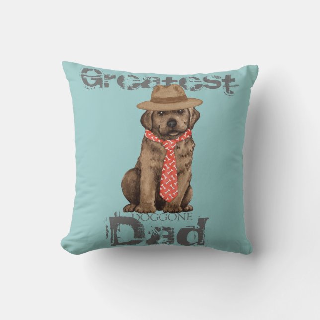 Chocolate Lab Dad Cushion (Front)