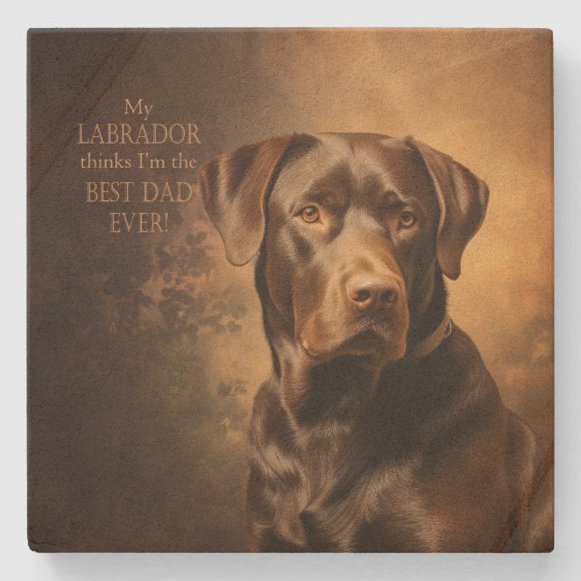 Chocolate Lab Dad Stone Coaster (Front)