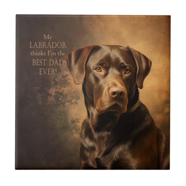 Chocolate Lab Dad Tile (Front)