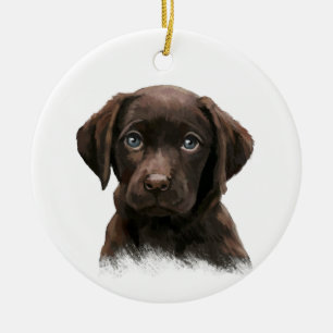 Chocolate Lab Dog Ceramic Tree Decoration