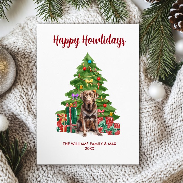 Chocolate Lab Dog Family Christmas Holiday Card (Creator Uploaded)