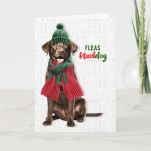 Chocolate Lab Dog Funny Fleas Navidog Christmas Holiday Card