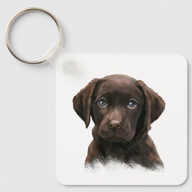 Chocolate Lab Dog Key Ring (Front)