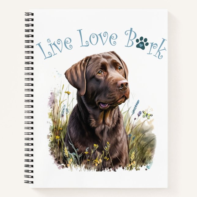 Chocolate Lab Dog Mum Floral Notebook (Front)